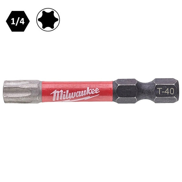 MILWAUKEE INSERTI BITS PER VITI TORX T40X50MM ATTACCO 1/4" CONF.PZ 1