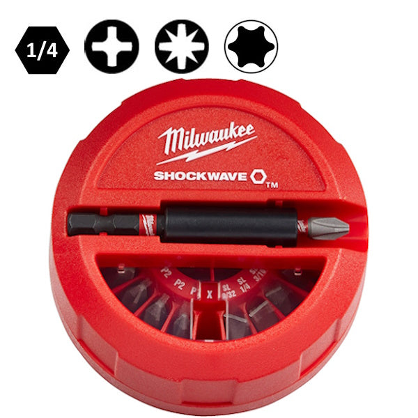 MILWAUKEE SET INSERTI BITS CON PORTAINSERTI IN BOX PZ15
