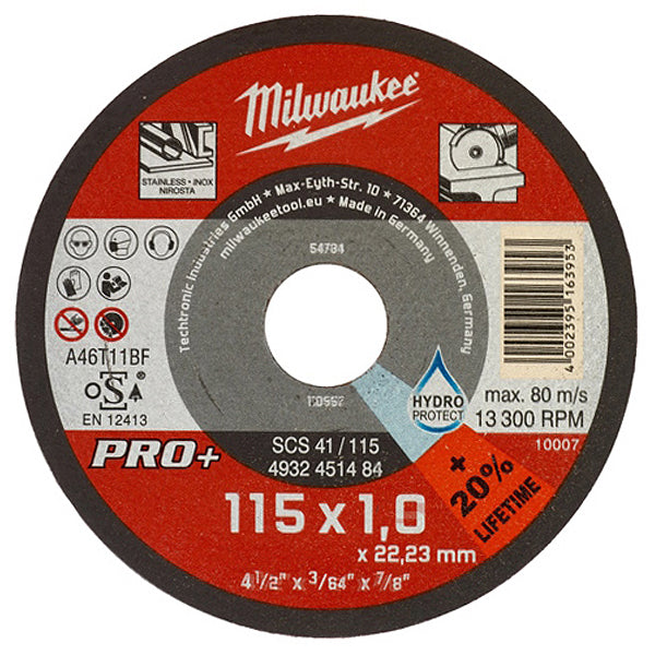 MILWAUKEE DISCO DA TAGLIO ABRASIVO D.MM115X1,0X22,2 SCS41/115