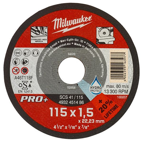 MILWAUKEE DISCO DA TAGLIO ABRASIVO D.MM115X1,5X22,2 SCS41/115