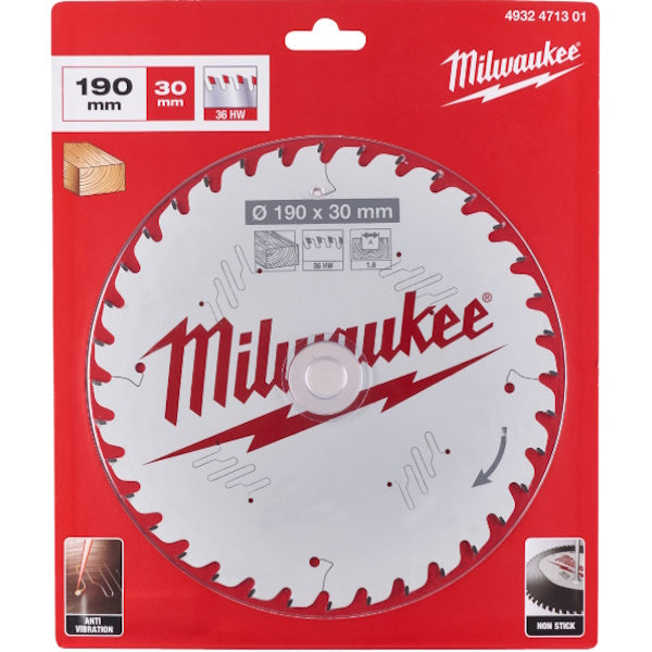 MILWAUKEE LAMA PER SEGHE CIRCOLARI D.MM190X1,6X30 Z 36 ATB
