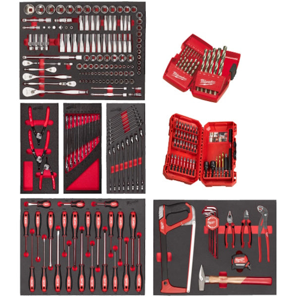 MILWAUKEE CARRELLO PORTAUTENSILI + ASSORTIMENTO INDUSTRIAL 262 UTENSILI*