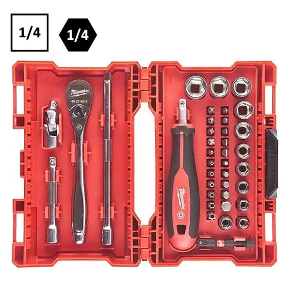 MILWAUKEE SERIE DI BUSSOLE CON CRICCHETTO E BITS DA 1/4" PZ38*