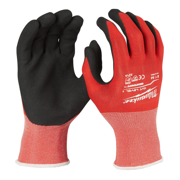 MILWAUKEE GUANTI MOD. CUT A GLOVES COLORE ROSSO/NERO