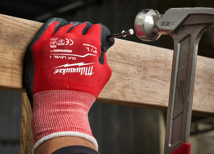MILWAUKEE GUANTI MOD. CUT A GLOVES COLORE ROSSO/NERO TG 8 (M)