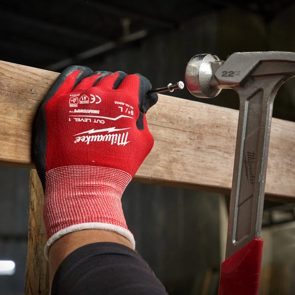 MILWAUKEE GUANTI MOD. CUT A GLOVES COLORE ROSSO/NERO
