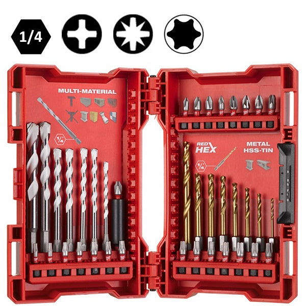 MILWAUKEE SET FORATURA/AVVITATURA SHOCKWAVE IN CASSETTA DI PLASTICA PZ39