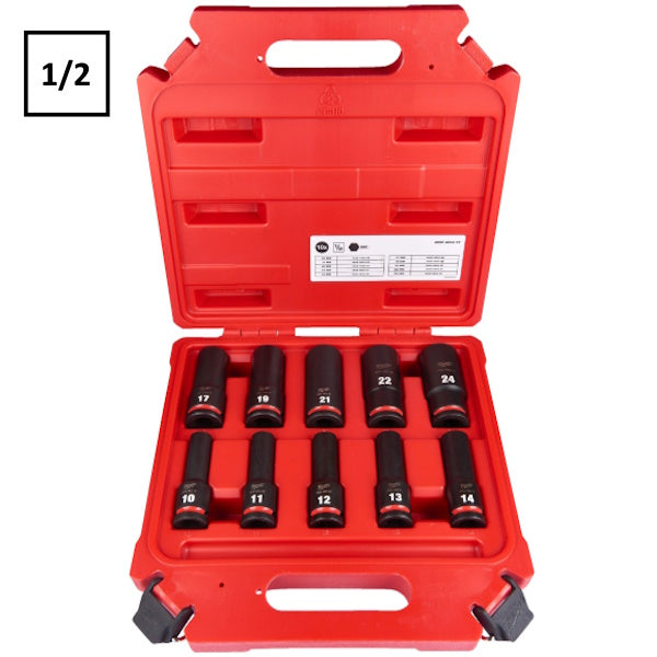 MILWAUKEE SET BUSSOLE LUNGHE A MACCHINA DA 1/2" SERIE DA PZ10