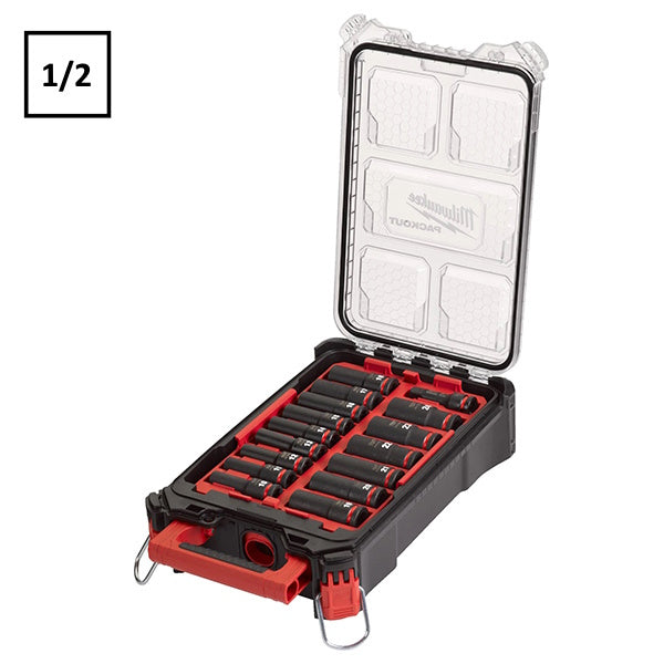 MILWAUKEE PACKOUT SET CHIAVI A BUSSOLA A MACCHINA DA 1/2" PZ.16