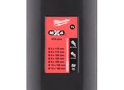 MILWAUKEE SERIE PUNTE SDS-PLUS MX4 IN BOX DA PZ 7 D.MM5-12*