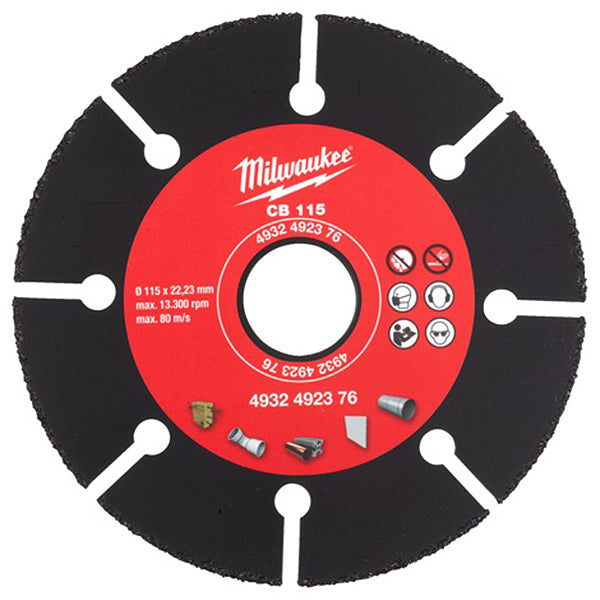 MILWAUKEE DISCO DA TAGLIO CON RIPORTO IN CARBURO D.MM115X1,0X22,23 CB