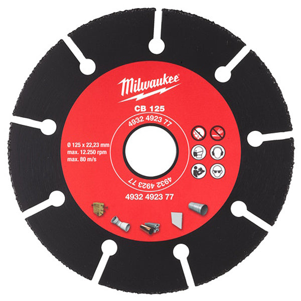MILWAUKEE DISCO DA TAGLIO CON RIPORTO IN CARBURO D.MM125X1,0X22,23 CB