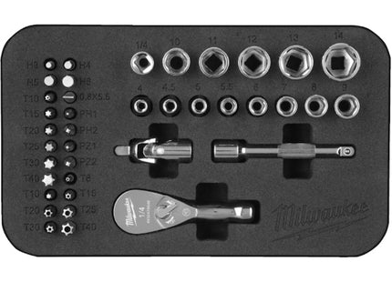 MILWAUKEE SET DI BUSSOLE CON CRICCHETTO E BITS DA 1/4" PZ39