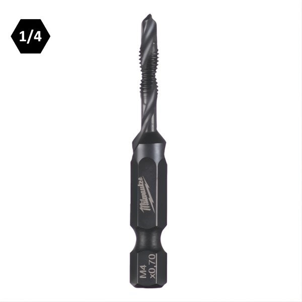 MILWAUKEE MASCHIO CON PUNTA E SVASATORE IN HSS BITS DA 1/4" M 4X0,7