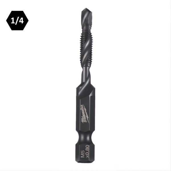 MILWAUKEE MASCHIO CON PUNTA E SVASATORE IN HSS BITS DA 1/4" M 5X0,8