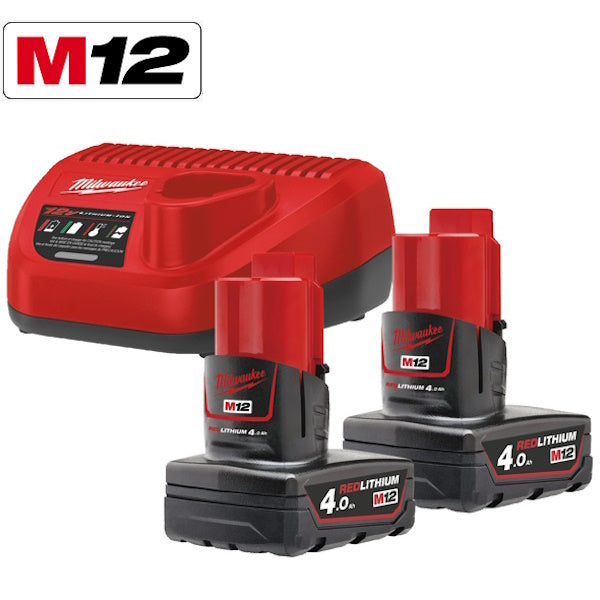 MILWAUKEE KIT ENERGY PACK 2 BATTERIE+CARICABATTERIE M12 NRG-402 (V1/23)