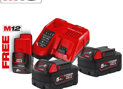 MILWAUKEE KIT ENERGY PACK 3 BATTERIE+CARICABATTERIE M18 NRG-502 (V1/23)