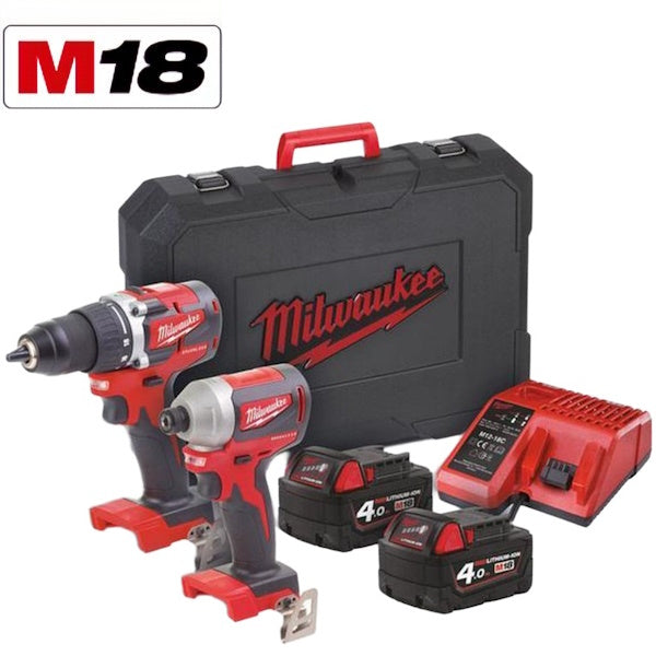 MILWAUKEE KIT M18 CBLPP2A-402C TRAPANO+AVVITATORE IMPULSI 1/4" (V1/23)*