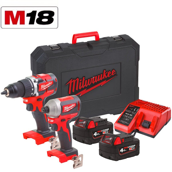 MILWAUKEE KIT M18 CBLPP2B-402 TRAPANO+AVVITATORE IMPULSI 1/4"*
