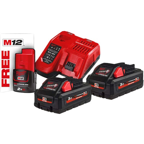 MILWAUKEE KIT ENERGY PACK 3 BATTERIE+CARICABATTERIE M18 HNRG-302 (V2/24)