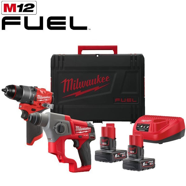 MILWAUKEE KIT M12 FPP2F2-602X TRAPANO+TASSELLATORE SDS-PLUS(V2/24)