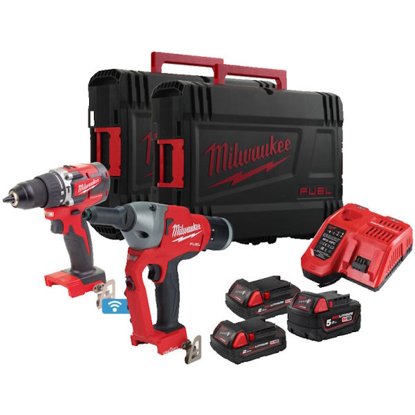 MILWAUKEE KIT M18 FPP2BC-523X TRAPANO AVVITATORE+RIVETTATRICE(V3/24)