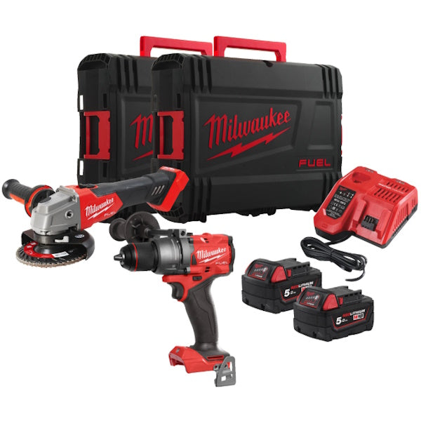 MILWAUKEE KIT M18 FPP2E3-502X TRAPANO AVVITATORE + SMERIGLIATRICE(V2/23)