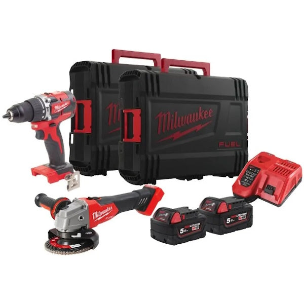 MILWAUKEE KIT M18 FPP2BG-502X TRAPANO AVVITATORE+SMERIGLIATRICE(V1/23)