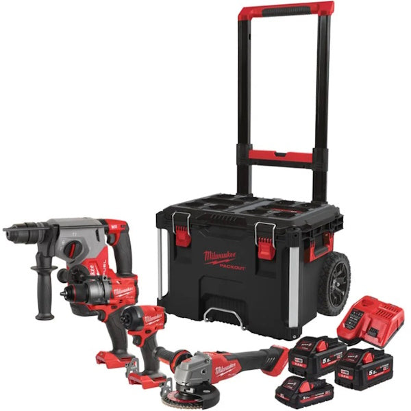 MILWAUKEE KIT M18 FPP4E-555T 4 ELETTROUTENSILI + PACKOUT TROLLEY