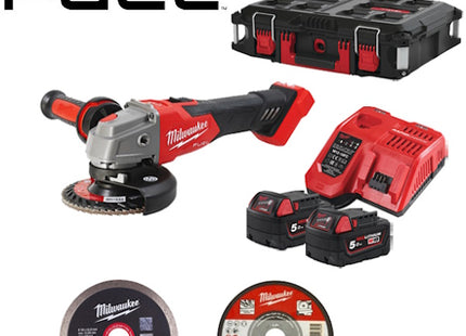 MILWAUKEE SMERIGLIATRICE ANGOLARE A BATTERIA M18 FSAG125XB100P-502P