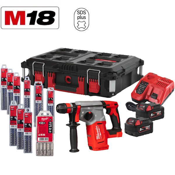 MILWAUKEE TASSELLATORE SDS-PLUS A BATTERIA M18 BLHX100P-502P