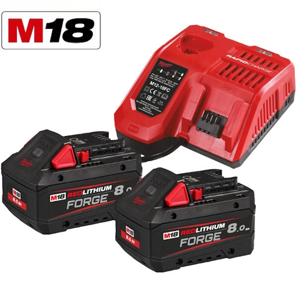 MILWAUKEE KIT ENERGY PACK 2 BATTERIE+CARICABATTERIE M18 FORGENRG-802
