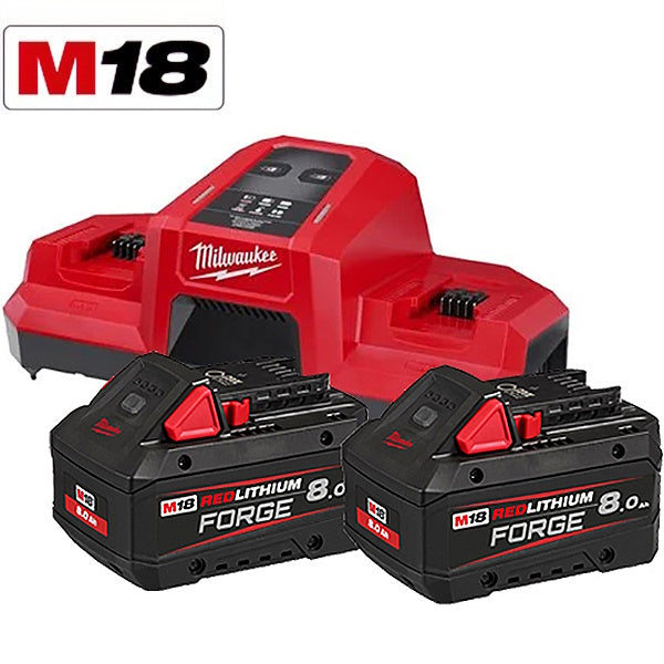 MILWAUKEE KIT ENERGY PACK 2 BATTERIE+CARICABATTERIE M18 FORGENRG-802DBSC