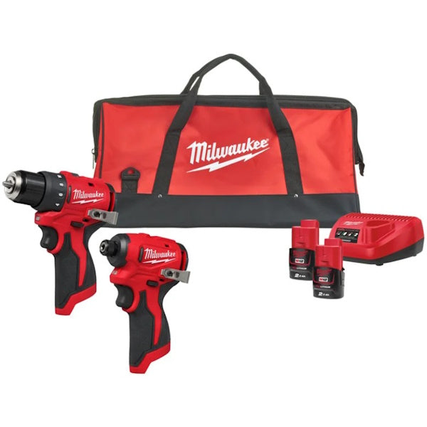 MILWAUKEE KIT M12 BLPP2D-202B TRAPANO+AVVITATORE IMPULSI 1/4"