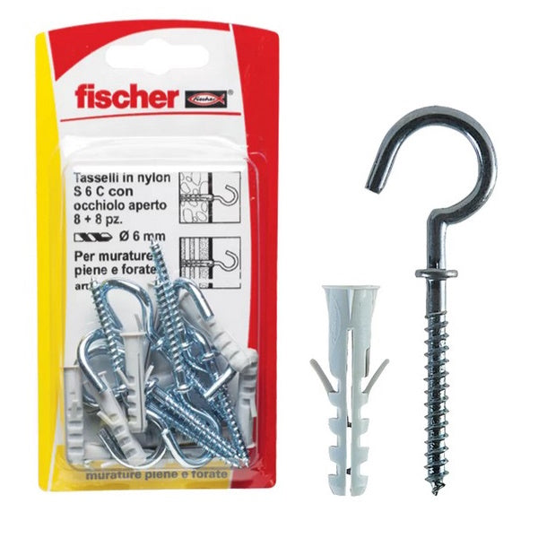 FISCHER TASSELLI IN NYLON CON OCCHIOLO APERTO S 6 C/1 K BLISTER PZ8*