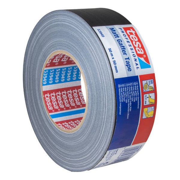 TESA NASTRO TELATO PV2 GAFFER TAPE MATT MM50X50MT NERO OPACO