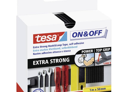 TESA NASTRO IN VELCRO ATTACCA-STACCA EXTRA STRONG ON&OFF MM50X1MT NERO