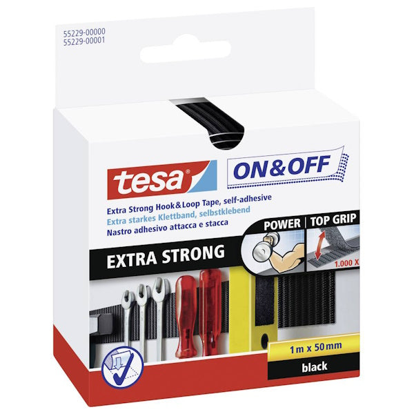 TESA NASTRO IN VELCRO ATTACCA-STACCA EXTRA STRONG ON&OFF MM50X1MT NERO