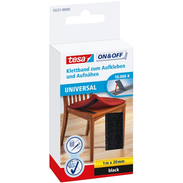 TESA NASTRO ADESIVO E DA CUCIRE ATTACCA-STACCA ON&OFF MM20X1MT NERO