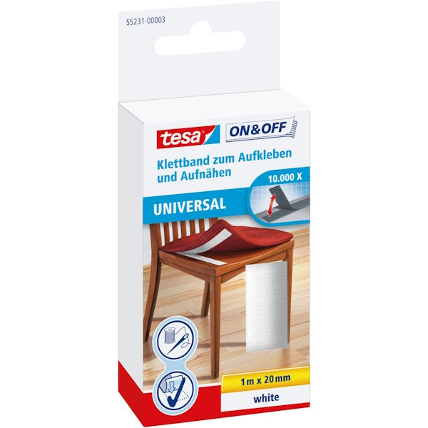 TESA NASTRO ADESIVO E DA CUCIRE ATTACCA-STACCA ON&OFF MM20X1MT BIANCO