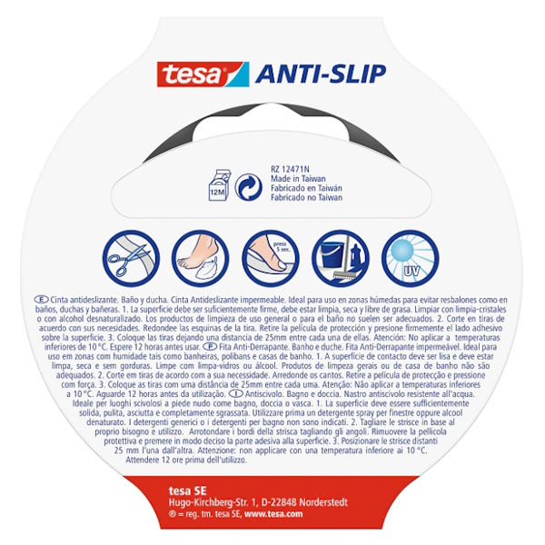 TESA NASTRO ADESIVO ANTISCIVOLO PER DOCCIA E BAGNO MM25X5MT TRASPARENTE