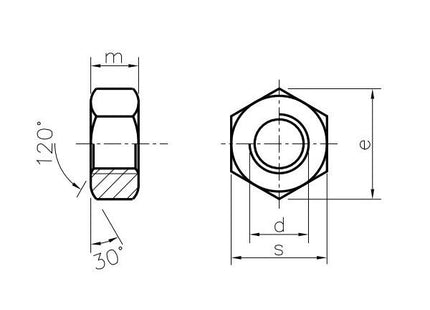 DADO ESAGONALE MEDIO PASSO GROSSO CL. 8 Z.BIANCO UNI 5588 DIN 934 M39
