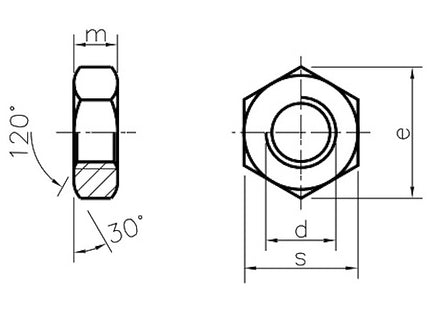 DADO ESAGONALE BASSO PASSO GROSSO CL.04 Z.BIANCO UNI 5589 DIN 936 M36