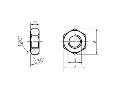 DADO ESAGONALE BASSO PASSO GROSSO ACCIAIO INOX A2 UNI 5589 DIN 936 M20