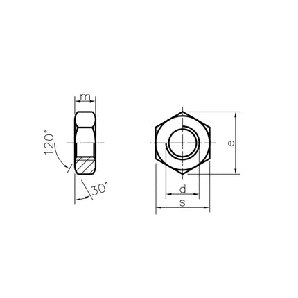DADO ESAGONALE BASSO PASSO GROSSO CL. 8 Z.BIANCO UNI 5589 DIN 936 M20