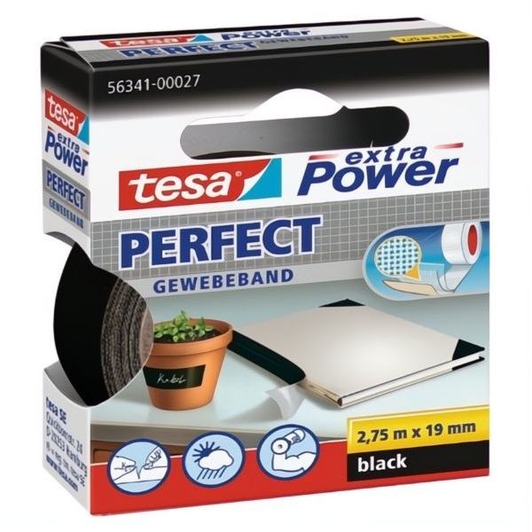 TESA NASTRO ADESIVO TELATO EXTRA POWER PERFECT MM19X2,75MT NERO