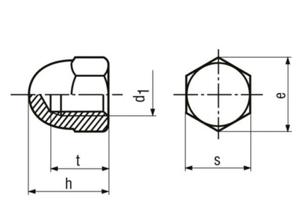 DADO ESAGONALE CIECO ALTO IN OTTONE UNI 5721 DIN 1587