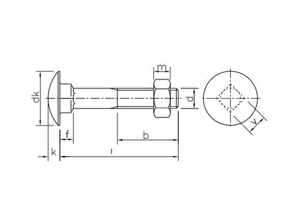 BULLONE A TESTA TONDA QUADRO SOTTOTESTA E DADO 4.8 UNI 5732 Z.BIANCO