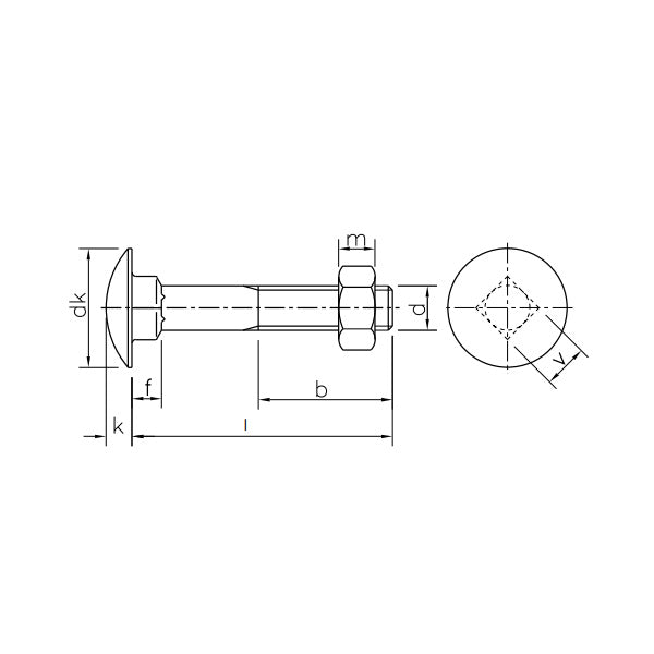 BULLONE A TESTA TONDA QUADRO SOTTOTESTA 4.8 UNI 5732 GREZZO M12X140