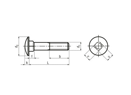 BULLONE A TESTA TONDA QUADRO SOTTOTESTA UNI 5732 INOX A2 M 6X 30